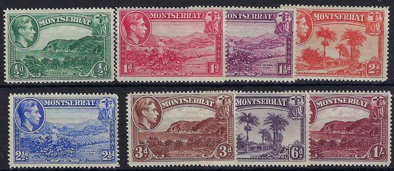 MONTSERRAT 1938, 1/2d-1s, mm, part set, SG 101-108, King George V