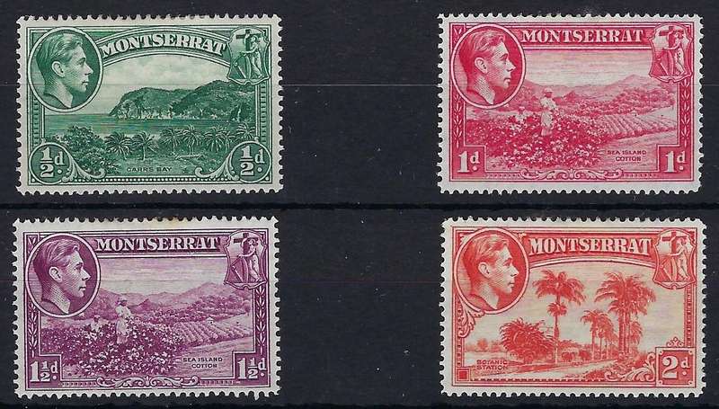 MONTSERRAT 1938 , 1/2d-2d, mm SG101-104 ,King George V,