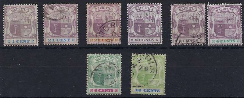 MAURITIUS 1895, 1c-18c,  used, SG 127-132