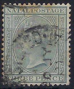 NATAL 1874, 3d, used, SG101, Queen Victoria
