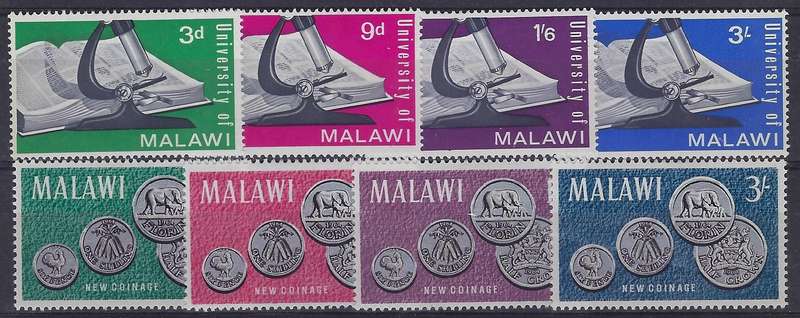 MALAWI  1965/6/7, MM and used,  6x full sets, 3d-6s, CAT R 200