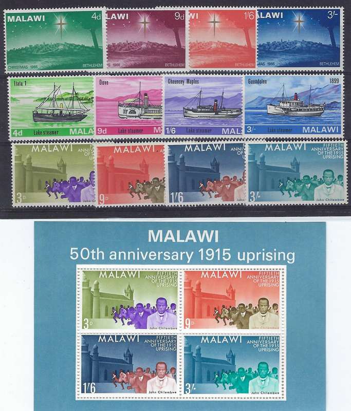 MALAWI  1965/6/7, MM and used,  6x full sets, 3d-6s, CAT R 200