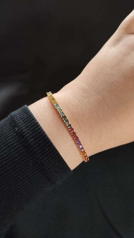 Vermeil 18kt Genuine Gem Stone Bolo Bracelet