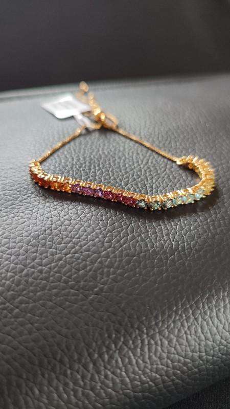 Vermeil 18kt Genuine Gem Stone Bolo Bracelet