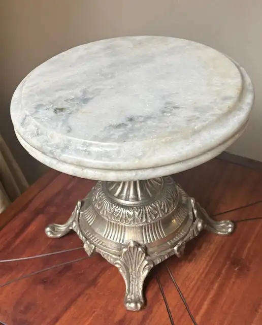 Vintage Pewter Italian Marble Stand  Size Height 23cm x Diameter 25cm