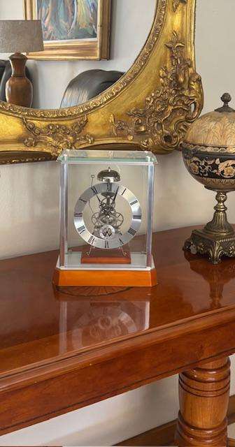 FRENCH STRIKING FOUR SIDED GLASS MANTEL CLOCK