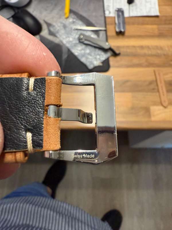 Genuine Panerai Polished Clasp + Italian Calfskin Leather Strap (Aftermarket)
