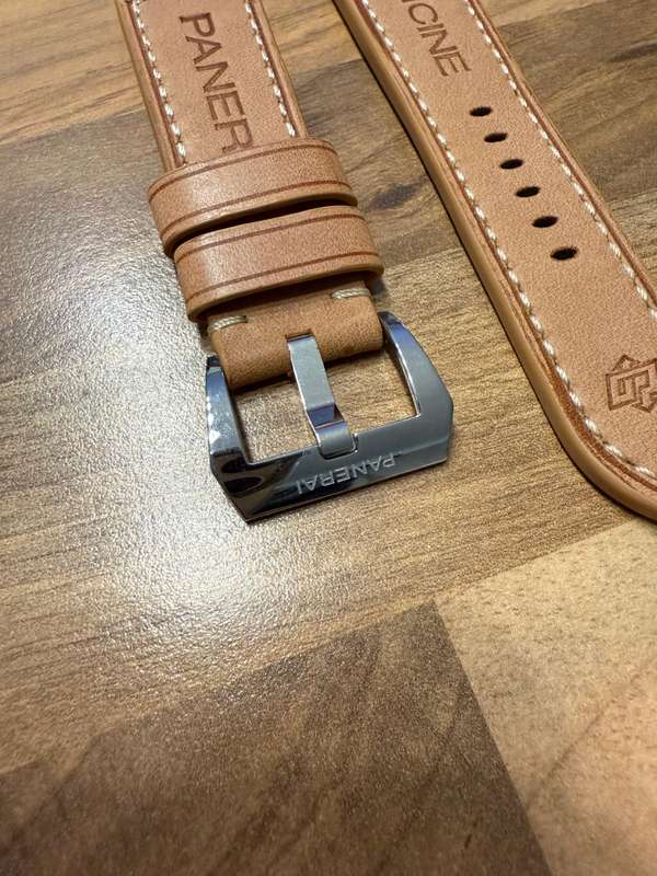 Genuine Panerai Polished Clasp + Italian Calfskin Leather Strap (Aftermarket)