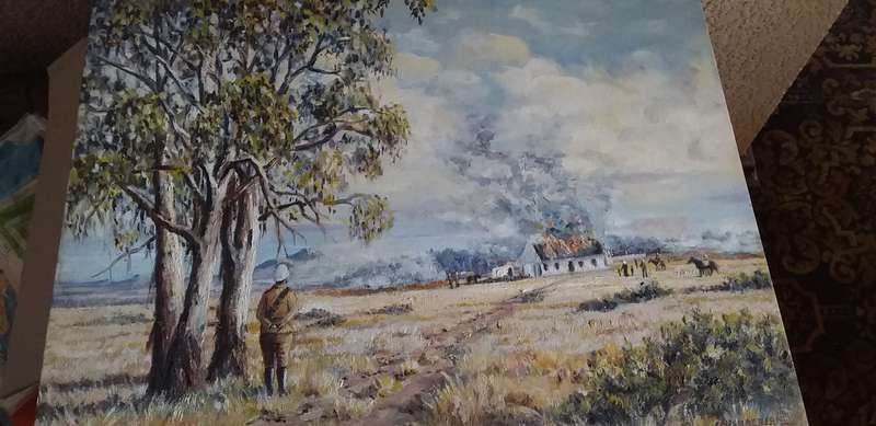 Boer War Scene Oil Painhting