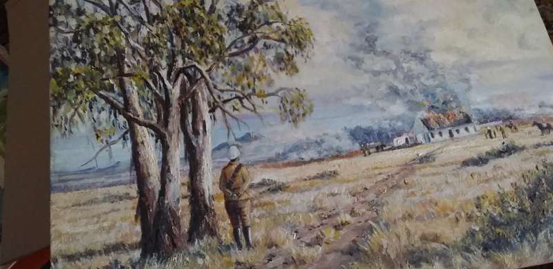Boer War Scene Oil Painhting