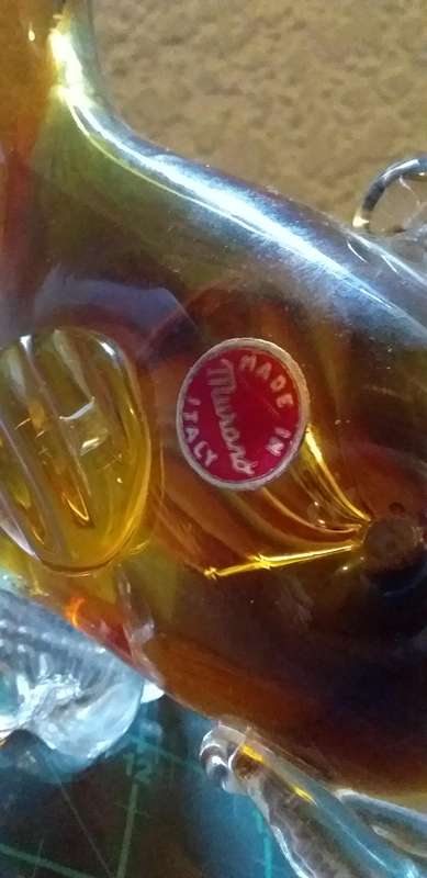 Murano Vintage Brown Burnt Amber  Glass Fish Sculpture