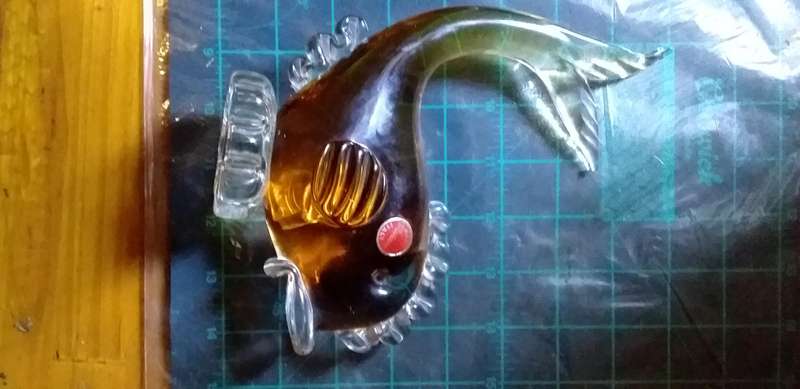 Murano Vintage Brown Burnt Amber  Glass Fish Sculpture