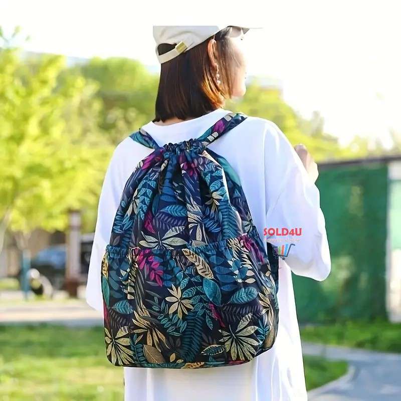 Leaf Pattern Casual Lightweight Backpack, Versatile Multi Functional For Outdoor Travel
