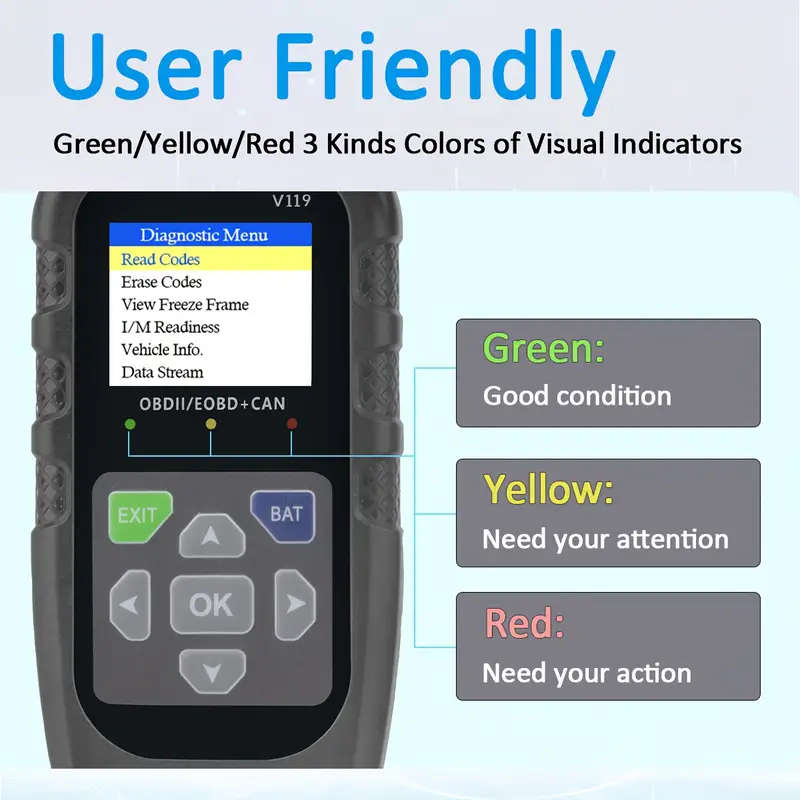 OBD II Color Car Fault Detector Code Reader OBD2 Scanner Diagnostic Tool Car V119
