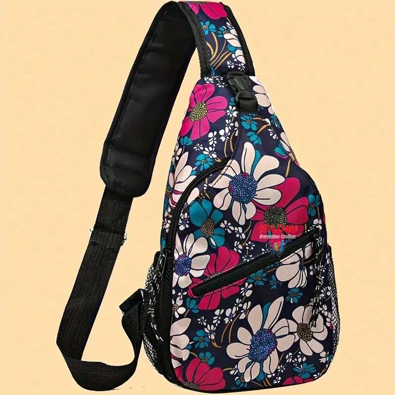 Heavy duty Chest Bag Single Shoulder Crossbody Bag (Sunflower) Nylon Lightweight Sling Bag