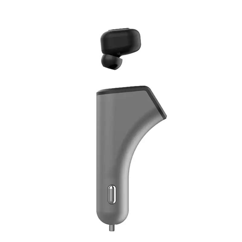 2 in 1 Bluetooth Earbud Headset Car Kit with Dual USB Port Car Charger