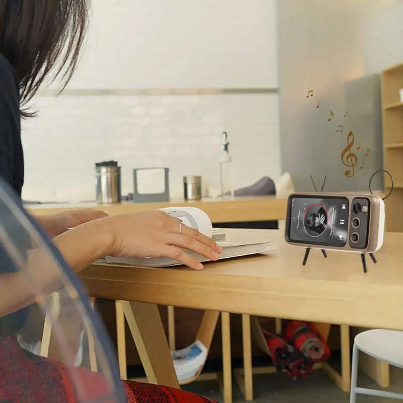 Bluetooth Speaker Stereo and Phone Dock Vintage Inspired TV Shape