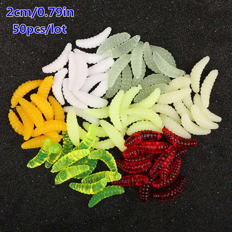 50pcs Fishing Tackle Bionic artificial Soft Worms  Lure For Freshwater And Seawater