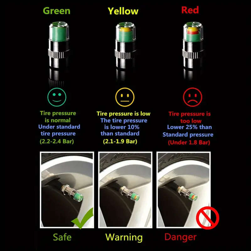 4pcs Car Tire Pressure Gauge Indicator