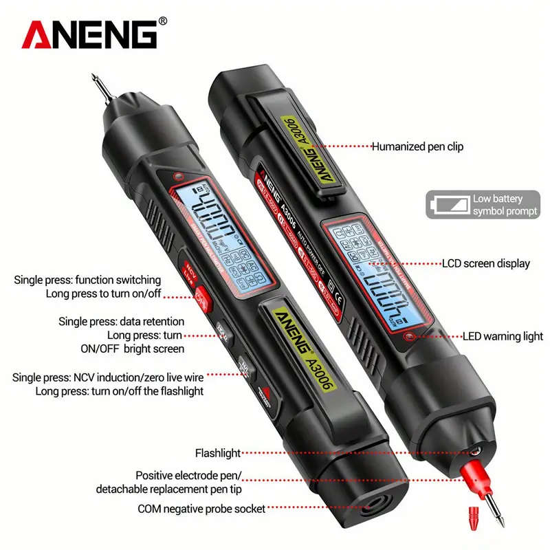 Multifunctional Pen Type Multimeter AC/DC Voltage Tester Ohm Hz Zero Fire Line Detector