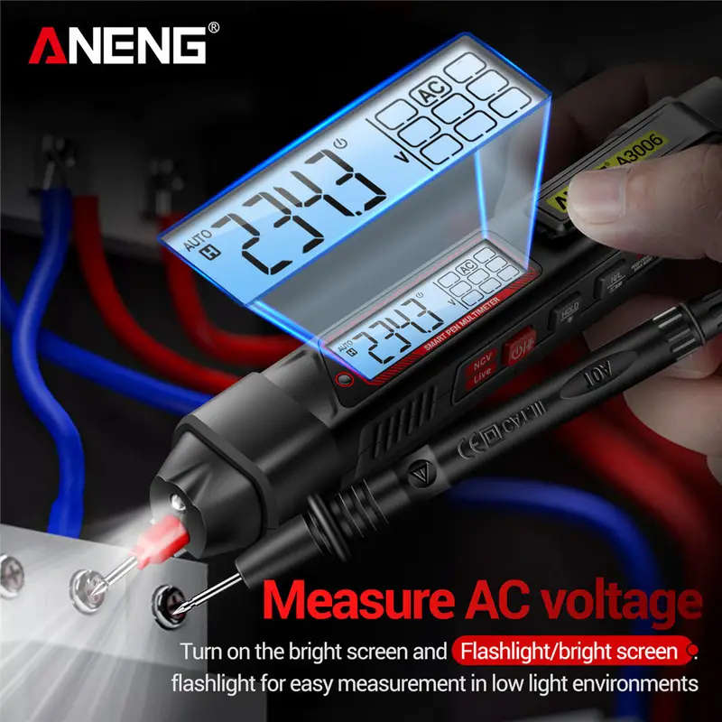 Multifunctional Pen Type Multimeter AC/DC Voltage Tester Ohm Hz Zero Fire Line Detector