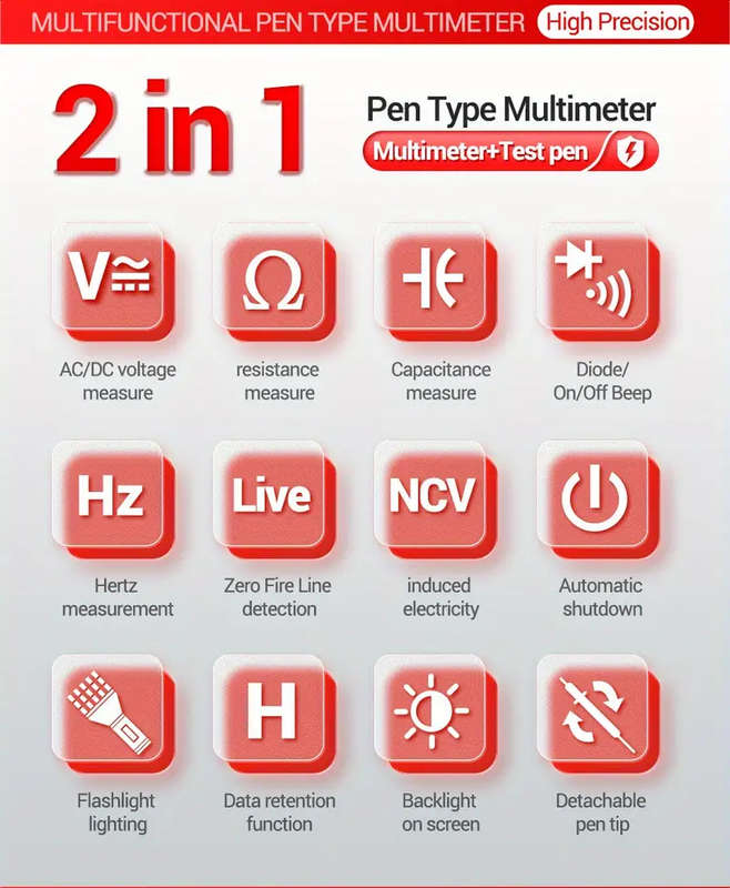 Multifunctional Pen Type Multimeter AC/DC Voltage Tester Ohm Hz Zero Fire Line Detector