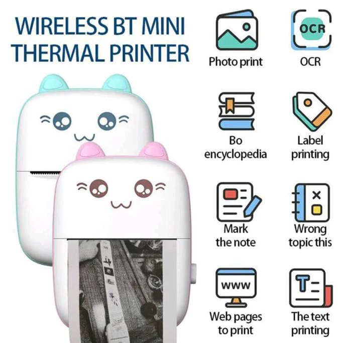 Portable Thermal Mini Pocket Wireless Bluetooth Printers [PINK]