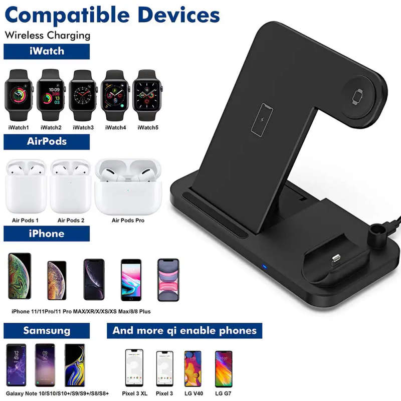 4 in 1 Fast Charging Dock for iWatch/Pencil/Airpods Pro/iPhone 11 pro