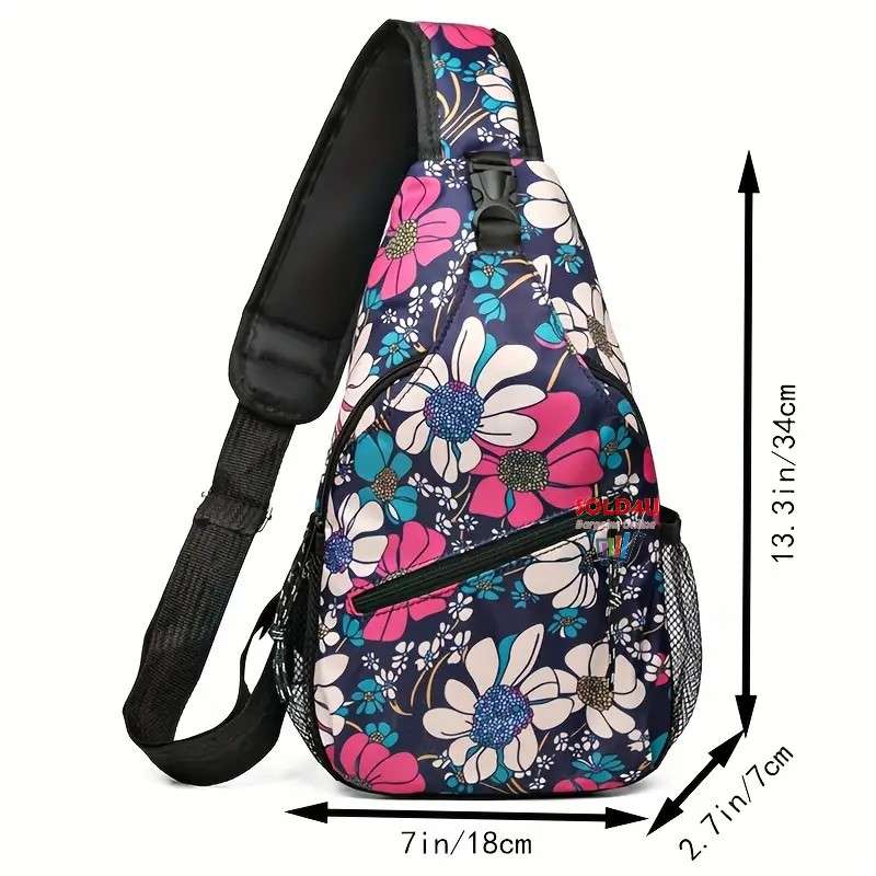 Heavy duty Chest Bag Single Shoulder Crossbody Bag (Sunflower) Nylon Lightweight Sling Bag