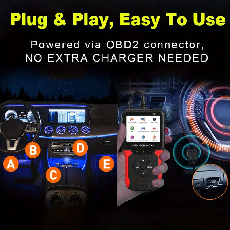 Car Fault Detector Code Reader OBD2 Scanner Diagnostic Tool T06 8 Languages 9 Protocols