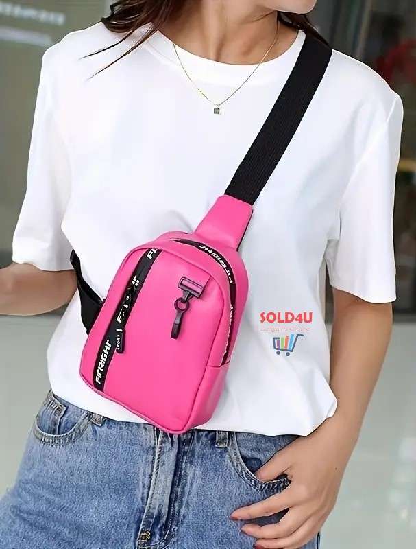 Women's Chest Bag Pink Color Shoulder Bag With Adjustable Shoulder Strap