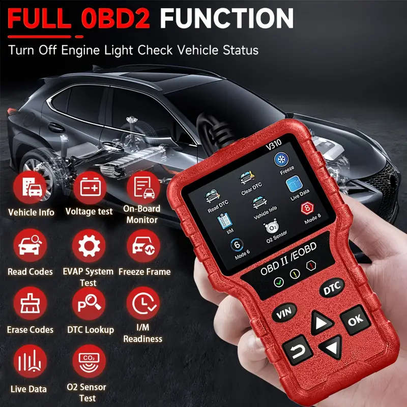 OBD2 Colorful Screen Car Fault Detector Automotive Diagnostic Tool (RED)