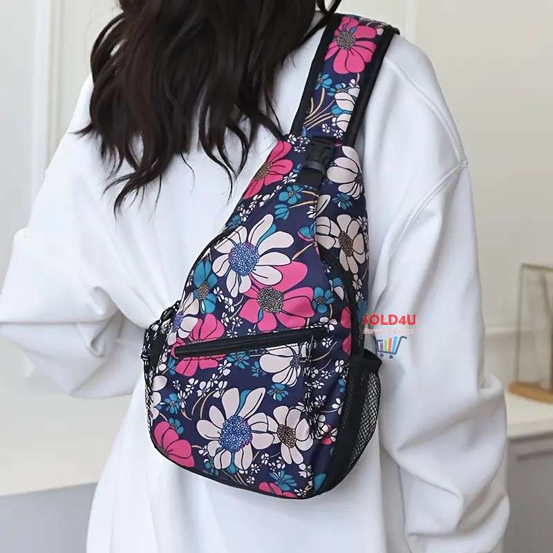 Heavy duty Chest Bag Single Shoulder Crossbody Bag (Sunflower) Nylon Lightweight Sling Bag