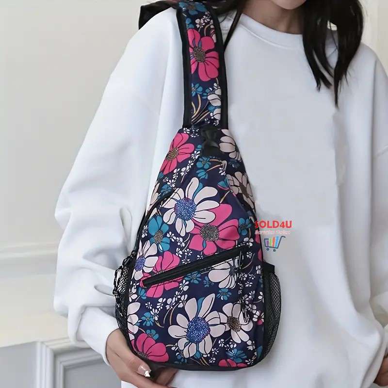 Heavy duty Chest Bag Single Shoulder Crossbody Bag (Sunflower) Nylon Lightweight Sling Bag