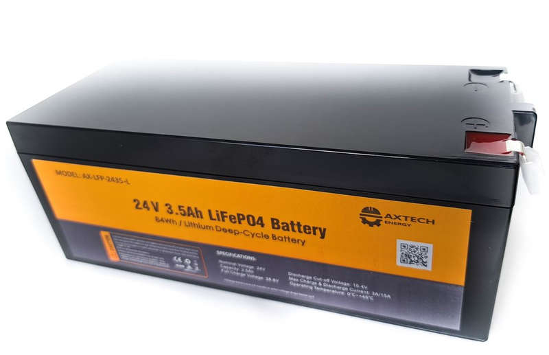 24V 3.5Ah Lithium ion Battery (LifePO4) AxTech - Gate Motors - Alarms, CCTV long life