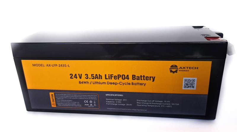 24V 3.5Ah Lithium ion Battery (LifePO4) AxTech - Gate Motors - Alarms, CCTV long life