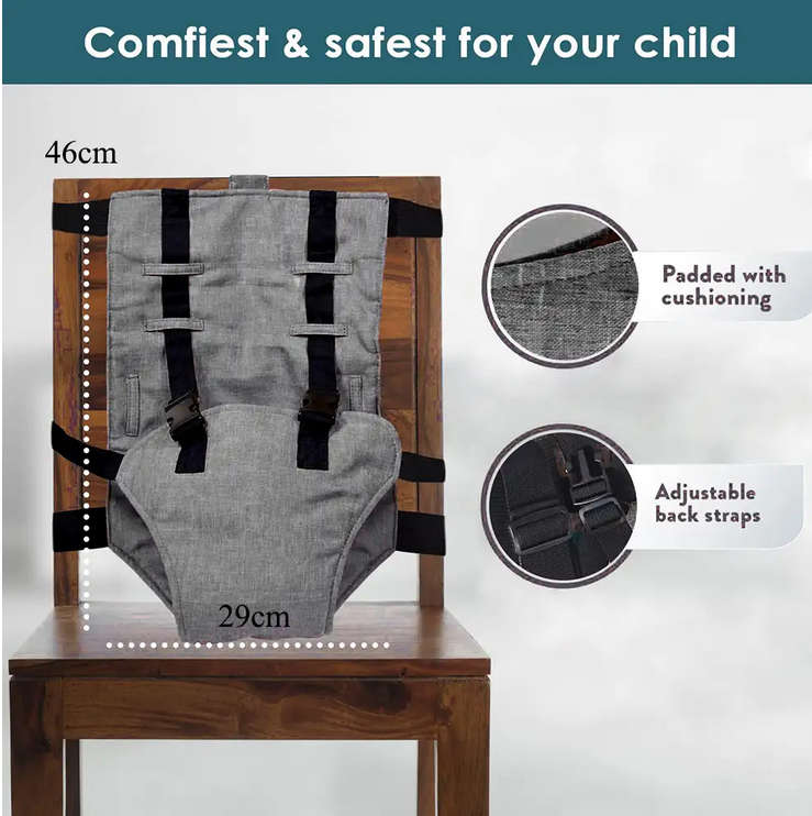 Baby Seat Harness Portable Safety Belt High Chair Belt for Toddlers (Grey)