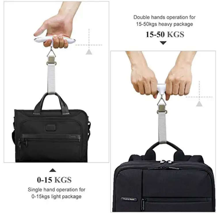 50kg Digital Hanging Luggage Scale with LCD Backlit Screen Portable