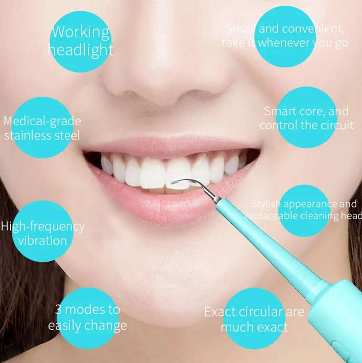 Portable Electric Sonic Dental Calculus Remover with LED Light (Blue )