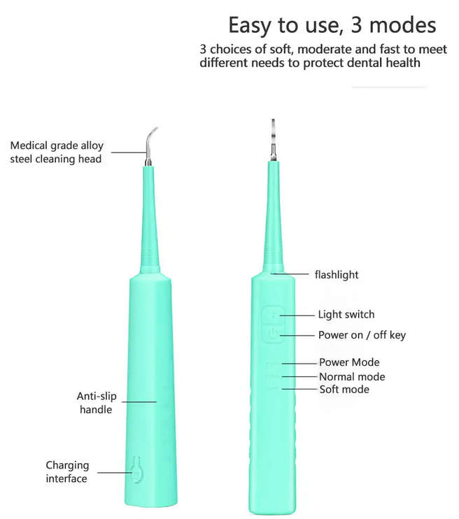 Portable Electric Sonic Dental Calculus Remover with LED Light (Blue )