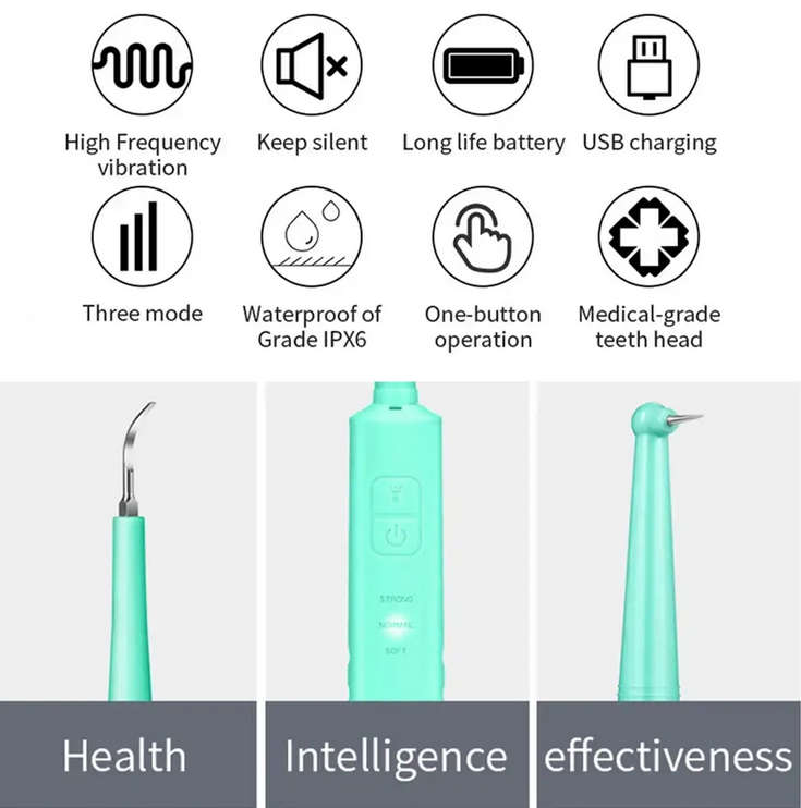 Portable Electric Sonic Dental Calculus Remover with LED Light (Blue )