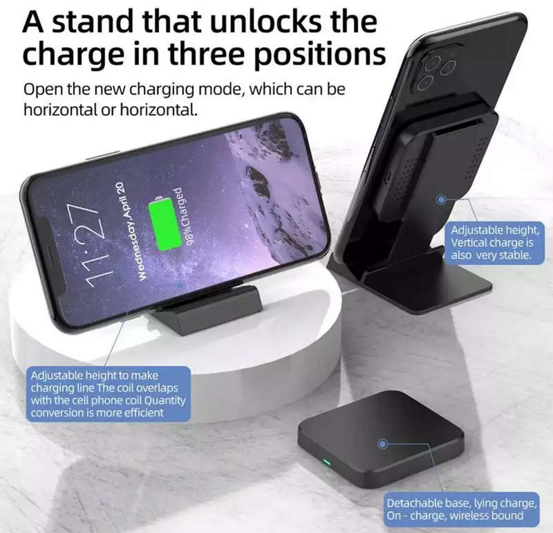 15W Folding Wireless Charger Phone Holder For IPhone 12 Pro & Airpods Pro