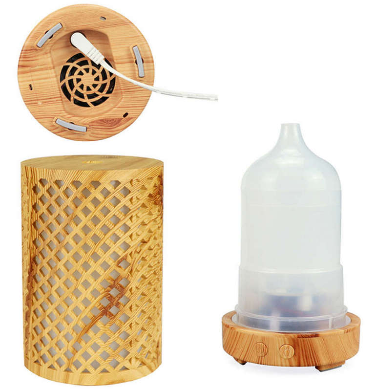 7 Colours Wood Grain Ultrasonic Humidifier Aroma Diffuser 200ml