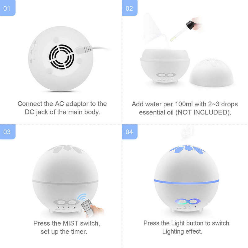 400ml Essential Oil Aroma Diffuser With 7 Color Light & Remote Control