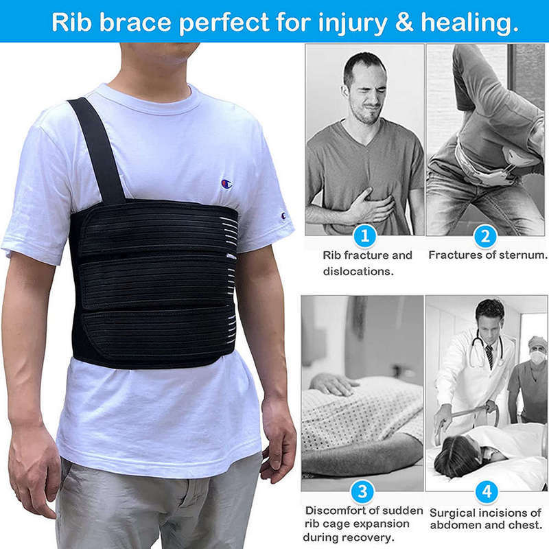 Breathable Broken Rib Chest Brace Support Protector Wrap Belt - Size:Large