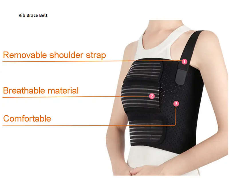 Breathable Broken Rib Chest Brace Support Protector Wrap Belt - Size:Large