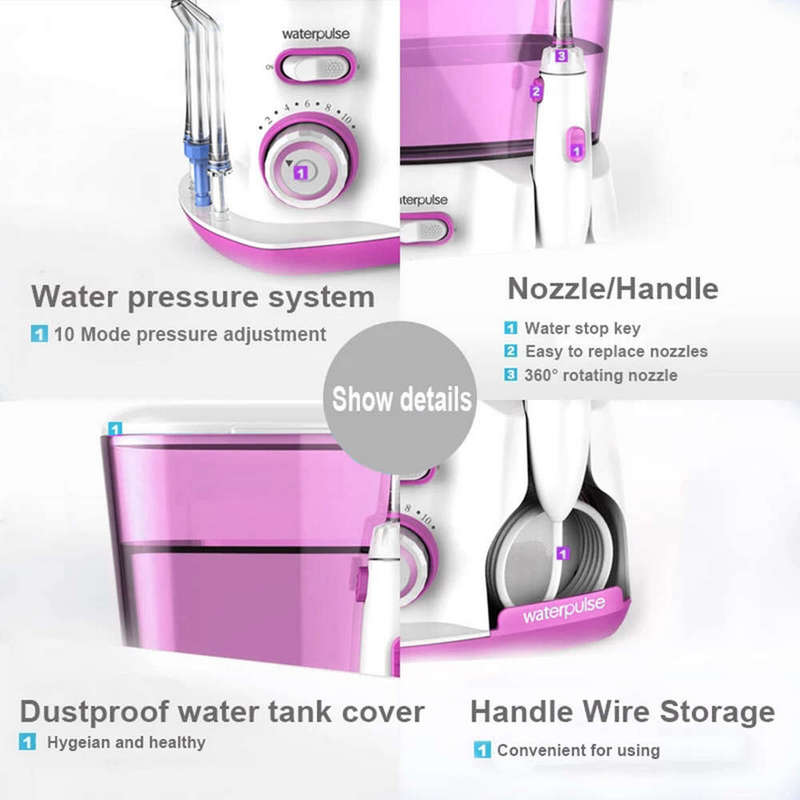 Waterpulse V300 800ml Oral Irrigator Dental Flosser Oral Hygiene Water Flossing Cleaner