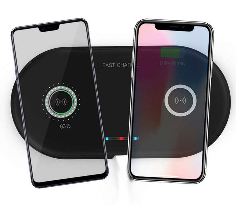 Dual 5W QI Wireless Charger base For iPhone Samsung