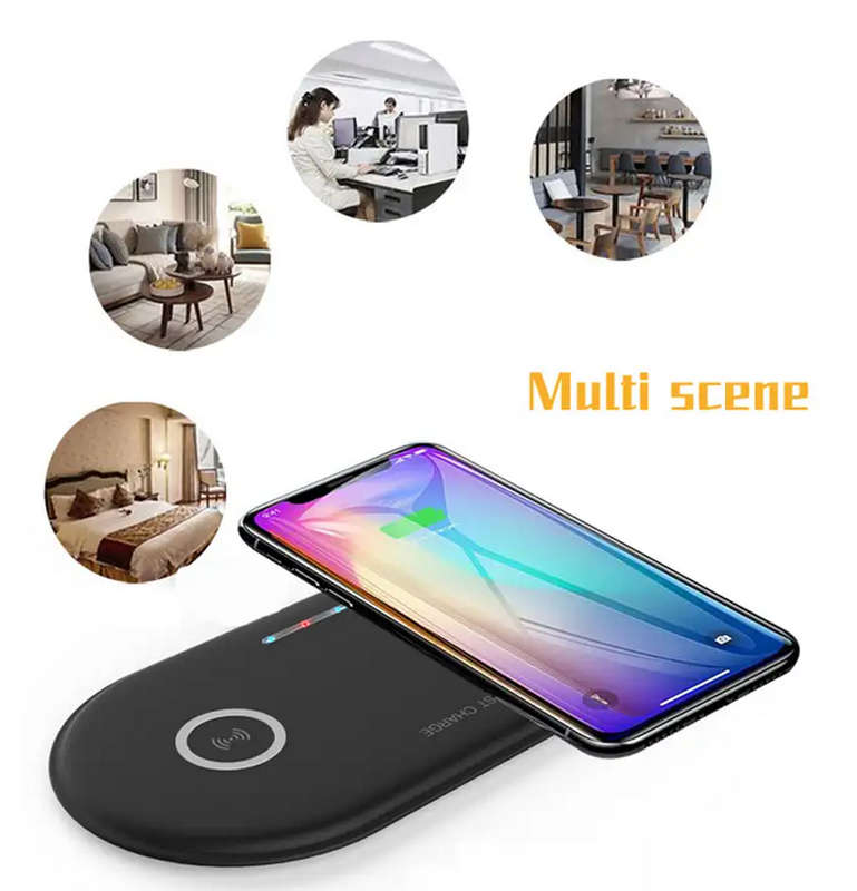 Dual 5W QI Wireless Charger base For iPhone Samsung