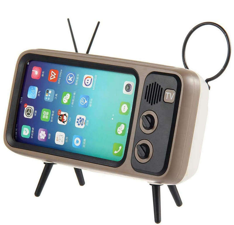 Bluetooth Speaker Stereo and Phone Dock Vintage Inspired TV Shape